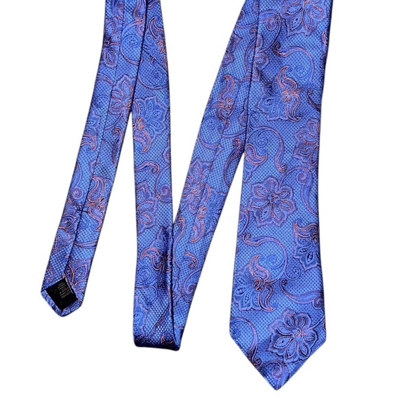 Westbury London Men’s Necktie 100% Silk USA Blue Textured Paisley Luxury Tie NWT - Picture 4 of 5